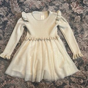 Gymboree Cream Glitter Kids Dress with Ruffles